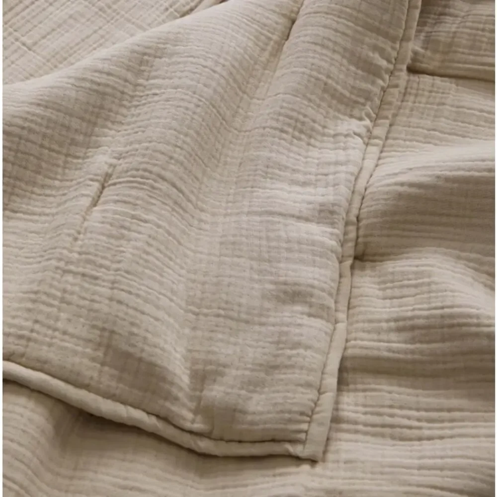 Quince KING Cotton Gauze Dream Quilt + Shams DUNE TAN 100% Organic NEW